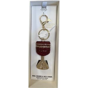 HAUTE HIPPIE Merlot Wine Glass Bag Charm & Key Chain